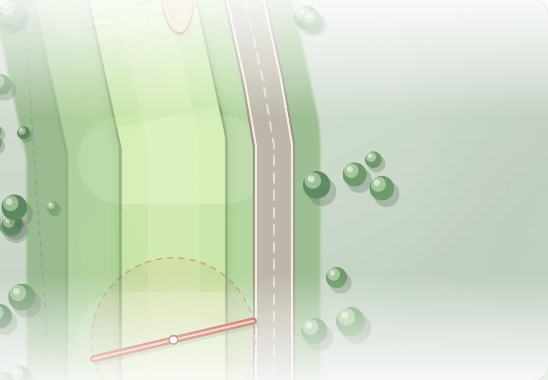 Original Daily Holes diagram of a winding cart path crossing the fairway.